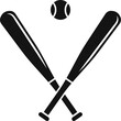 © nazar12 - Two crossed baseball bats with ball icon in flat style.