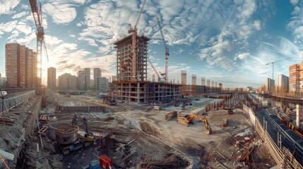 Poster - A crane on a construction site, ideal for use in architecture or industry contexts