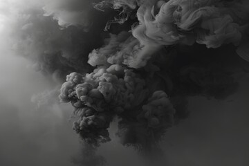 Aufkleber - A black and white photo of smoke in the air