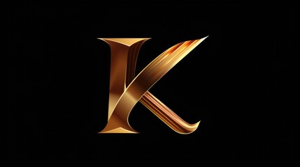 Aufkleber - A single gold letter K stands out against a dark black background