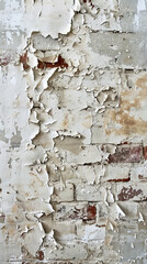 Wall Mural - Old wall with peeling paint and exposed brick, texture background. Urban decay and rustic aesthetic concept