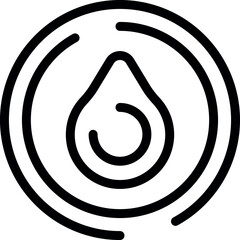 Poster - Black water drop symbol with circular lines representing waves on white background