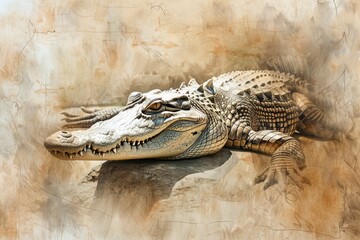 Poster - A photo of an enormous alligator resting on its side, providing a unique opportunity for reptile-related content and conservation efforts
