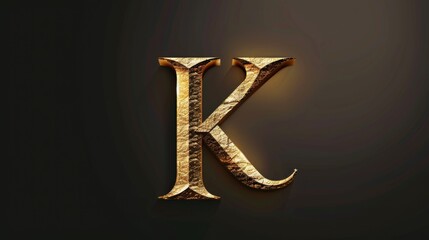 Poster - A single golden letter K on a black background, suitable for use in branding or design projects