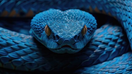 Poster - Close-up of a blue snake's head with scales and eyes visible
