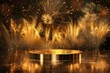 © Fotograf - A golden pedestal with fireworks exploding in the background