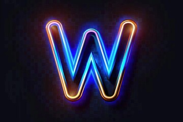 Sticker - A neon letter W on a black background