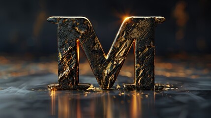 Poster - Metal letter M in focus, macro photography