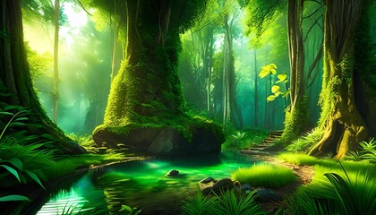 Wall Mural - morning in the forest