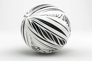 Poster - A close-up of a black and white striped ball sitting on a white surface