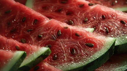 Poster - Fresh watermelon slices with visible seeds