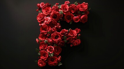 Poster - A close-up image of the letter F formed by red roses