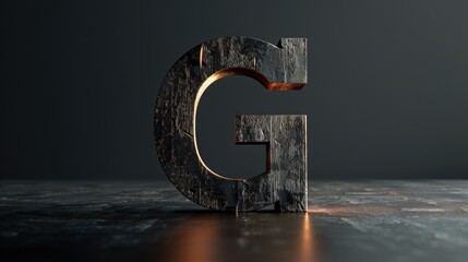 Aufkleber - A detailed view of a wooden letter on a table, suitable for use in designs or as a background element