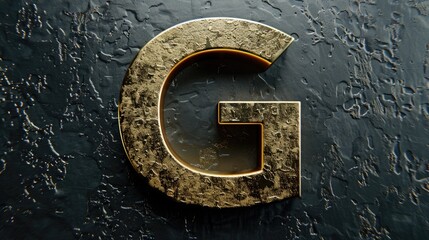 Poster - A close-up view of a letter 'G' on a metal surface, suitable for use in various graphic design and typography contexts