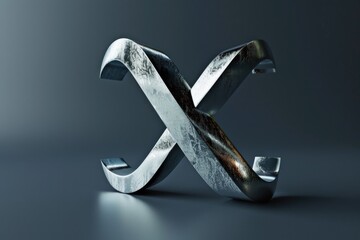 Poster - A large metal letter X placed on a gray surface, great for commercial or editorial use