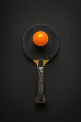 Poster - A ping pong paddle with an orange placed on top, great for photography or illustration