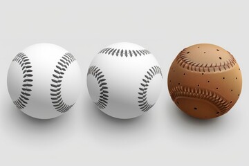 Aufkleber - Image of three baseballs and one ball lying on a white background