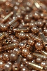 Poster - A close-up view of a pile of spent bullet casings, possibly used in a shooting range or as evidence