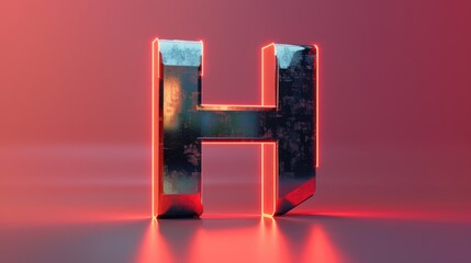 Wall Mural - Close-up of a letter H lit up with red lights, often used as a decorative element or in creative projects