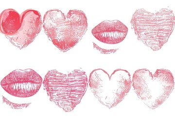 Poster - Close-up photo of multiple sets of lips forming a pattern