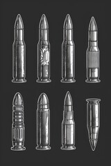 Poster - A collection of bullet shells scattered on a dark background, ideal for use in scenes requiring a sense of danger or foreboding