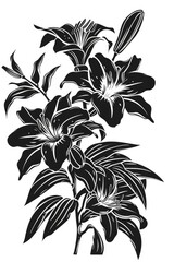 Poster - A simple illustration of a flower in black and white