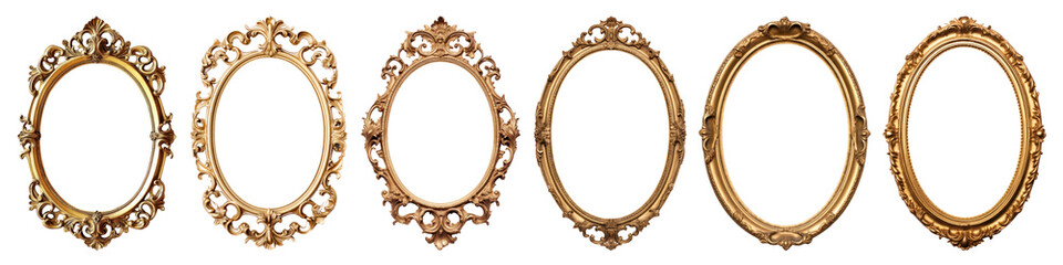png vintage ornate gold oval frames set