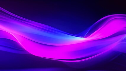 Poster - Abstract glowing neon purple and blue light waves on a dark background, digital art concept. Generative AI