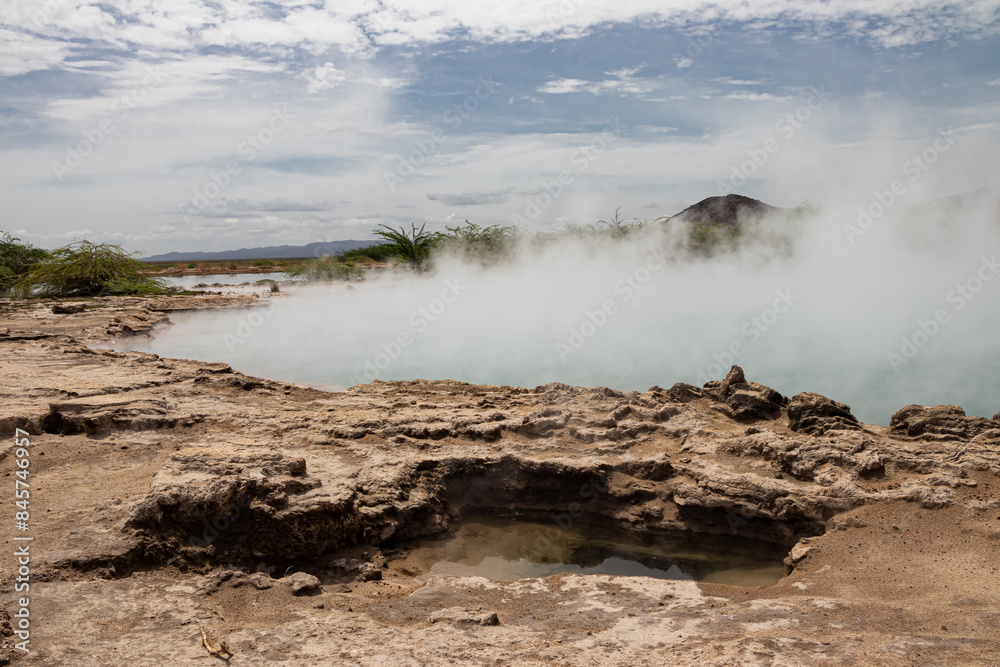 Alolabad geothermal area in Ethiopia with surreal landscape of colorful ...
