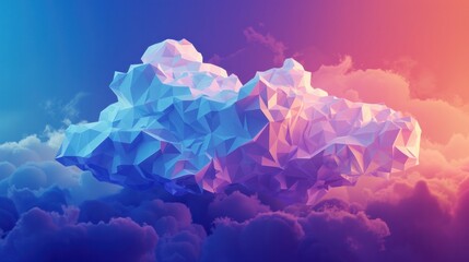 Wall Mural - A low poly vector background featuring a storm cloud design representing modern weather iconography