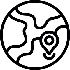 Poster - Simple and minimalist icon of a location pin on a world map, ideal for representing global positioning and travel