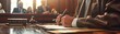 © ธนากร บัวพรหม - Judge presiding over commerce case with economic documents in courtroom, lawyers in argument, detailed and realistic illustration 8K , high-resolution, ultra HD,up32K HD