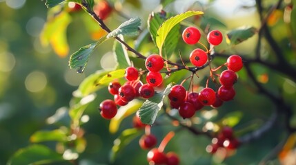 Wall Mural - Close up of berries growing on a tree branch