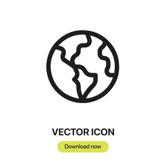 Poster - Globe icon vector. Linear-style sign for mobile concept and web design. Globe symbol illustration. Pixel vector graphics - Vector.	
