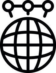 Poster - Black and white icon of a globe with three points connected above representing global connectivity