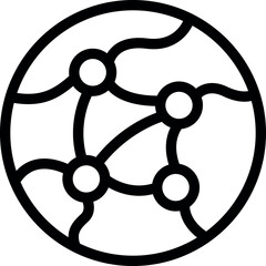 Poster - Simple line art icon of a global network connecting points on earth showing international communication