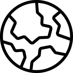 Poster - simple black and white line art icon logo depicting planet earth and its continents