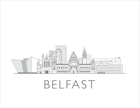 Belfast, Norther Ireland cityscape illustration skyline drawing