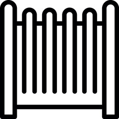Sticker - Simple black and white icon style drawing of a wooden fence for a garden