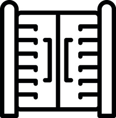 Poster - Simple black and white icon of a double swinging gate for a house or business