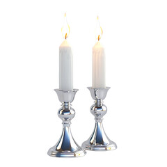 Pair of Shabbat candles in elegant candlesticks.