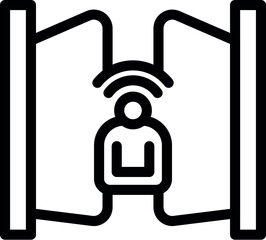 Poster - Businessman passing through security gate being scanned for identification and access control