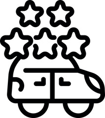 Poster - Simple icon of a car with five stars above it, representing positive feedback and customer satisfaction
