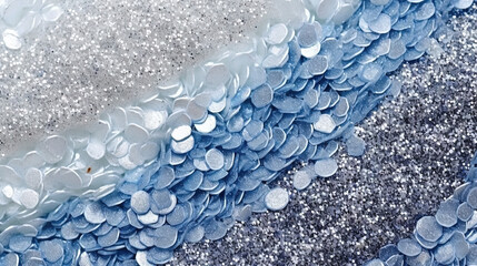 Poster - Abstract shiny background with blue glitter waves. Scattered confetti sparkles with light blue color.