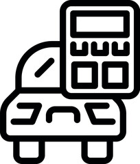 Poster - Calculator is placed on top of a car, representing the concept of calculating car loan payments