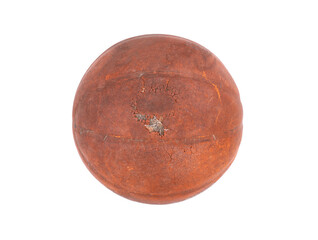 Wall Mural - old worn basketball ball isolated on white background