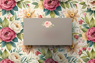 Wall Mural - Elegant blank business card on floral backdrop