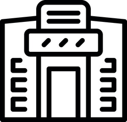 Poster - Modern building facade line icon representing contemporary architecture for business and urban landscape
