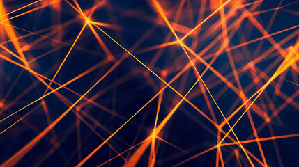 Canvas Print - Orange and Navy Blue glowing abstract geometric lines. PowerPoint and Business background.