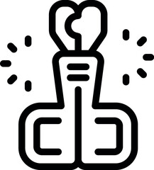 Poster - Simple black outline icon of a robot holding a lightbulb, representing the concept of artificial intelligence generating new ideas